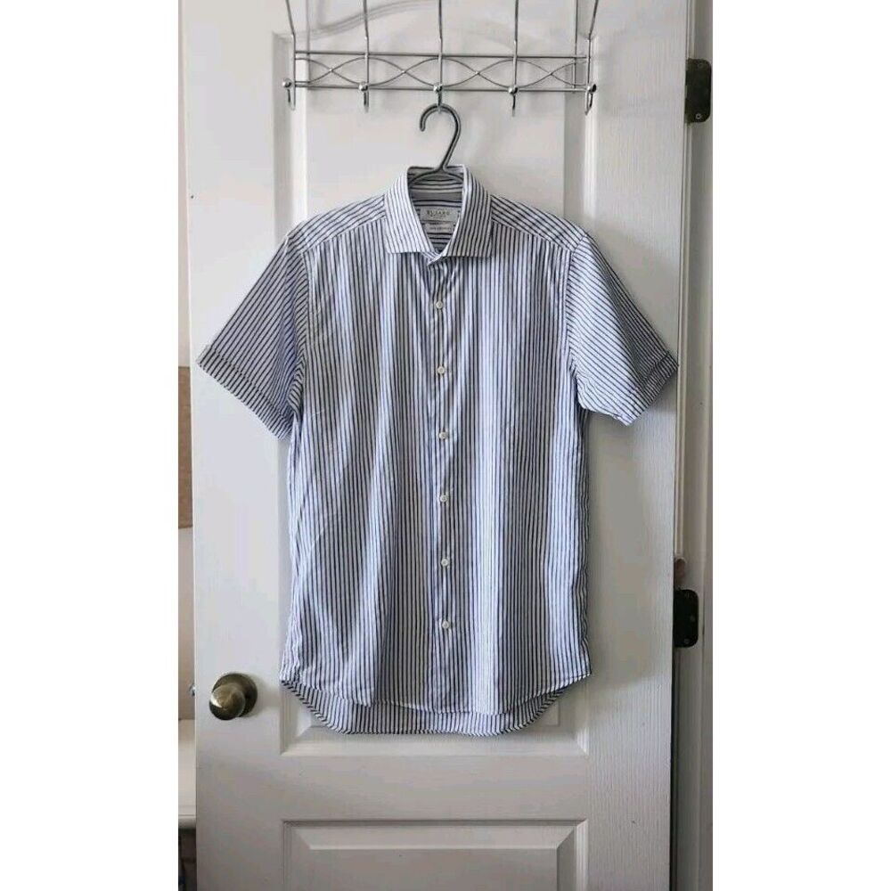 FUSARO Antonio Men's Striped Shirt Button Up Short Sleeve‎ Cotton Size 15.5/39